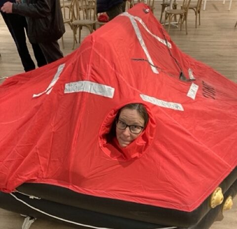 Life raft demo at the 2023 AGM